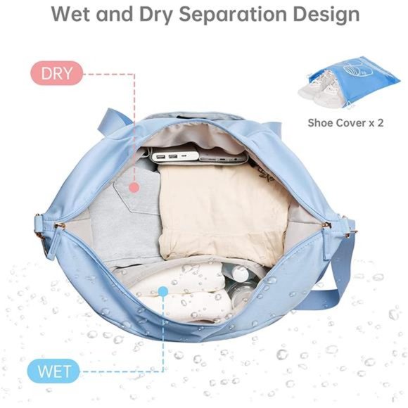 Gym Bag for Women Sports Travel Duffel w/ USB Charging Port Weekender Overnight - Picture 5 of 7